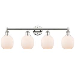 Belfast 33&quot;W 4 Light Polished Nickel Bath Vanity Light With White Shad