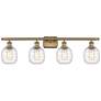 Belfast 4 Light 36" Bath Light - Brushed Brass - Deco Swirl Shade