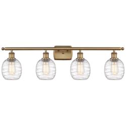 Belfast 4 Light 36" Bath Light - Brushed Brass - Deco Swirl Shade