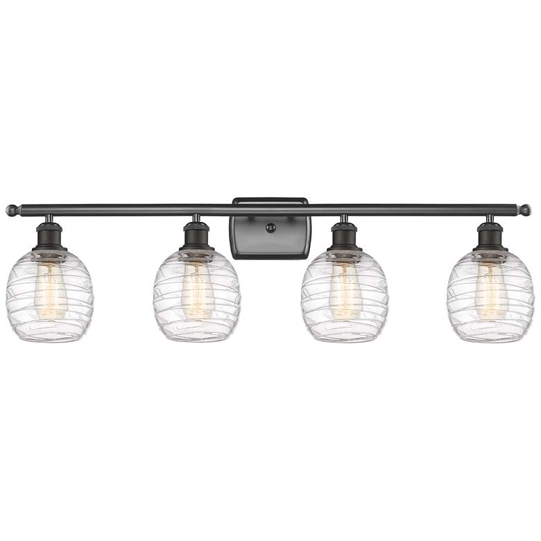 Image 1 Belfast 4 Light 36" Bath Light - Oil Rubbed Bronze - Deco Swirl Shade