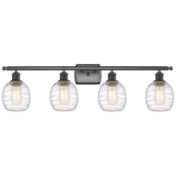 Belfast 4 Light 36" Bath Light - Oil Rubbed Bronze - Deco Swirl Shade