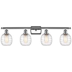 Belfast 4 Light 36" Bath Light - Polished Chrome - Deco Swirl Shade