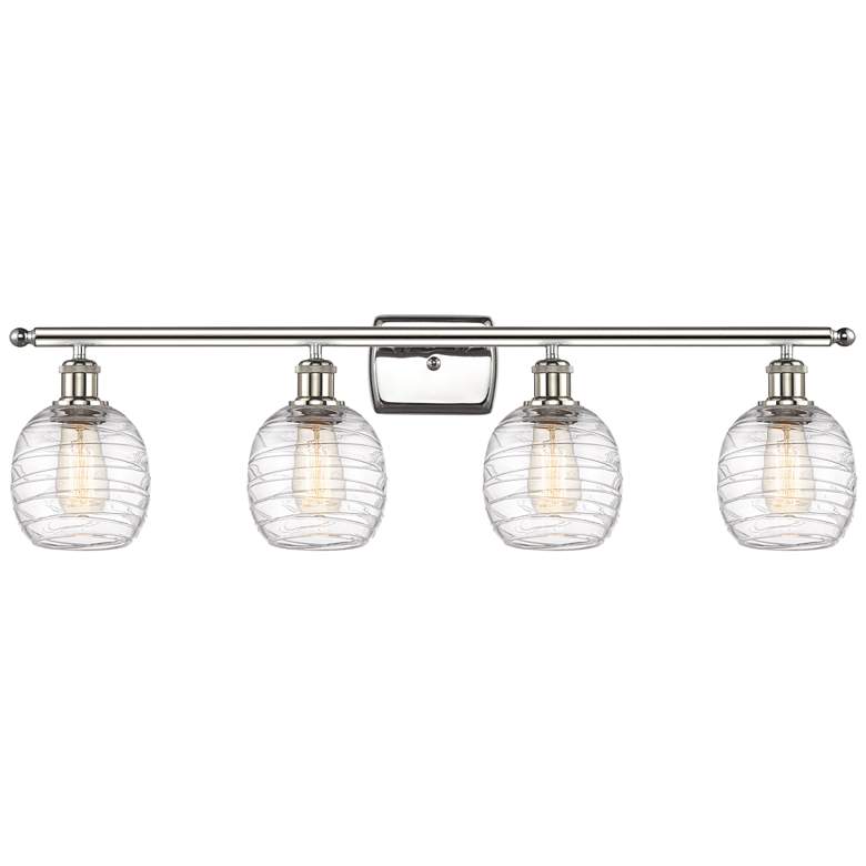 Image 1 Belfast 4 Light 36" Bath Light - Polished Nickel - Deco Swirl Shade