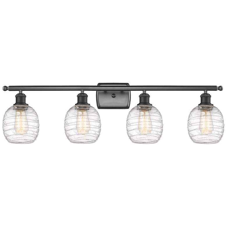 Image 1 Belfast 4 Light 36" LED Bath Light - Matte Black - Deco Swirl Shade
