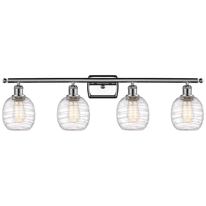 Image 1 Belfast 4 Light 36" LED Bath Light - Polished Chrome - Deco Swirl Shad
