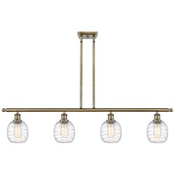 Belfast 4 Light 48" Island Light - Antique Brass  - Deco Swirl Shade