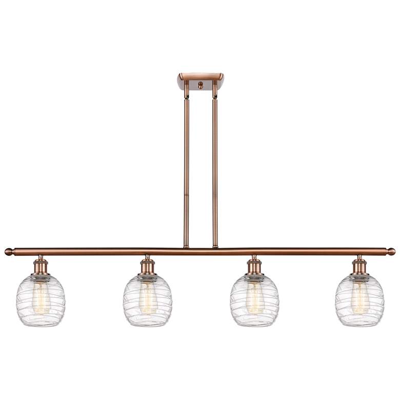 Image 1 Belfast 4 Light 48" Island Light - Antique Copper - Deco Swirl Shade