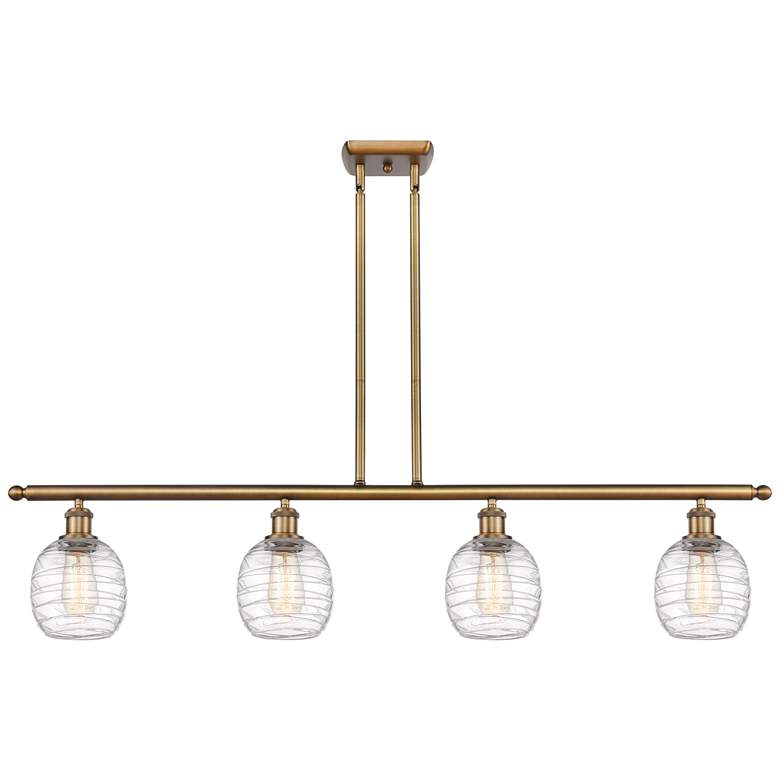Image 1 Belfast 4 Light 48" Island Light - Brushed Brass - Deco Swirl Shade