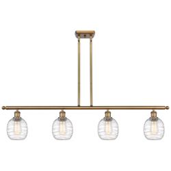 Belfast 4 Light 48" Island Light - Brushed Brass  - Deco Swirl Shade