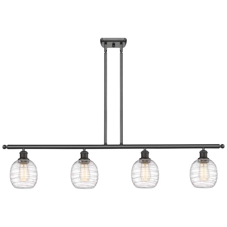 Image 1 Belfast 4 Light 48" Island Light - Oil Rubbed Bronze  - Deco Swirl Sha