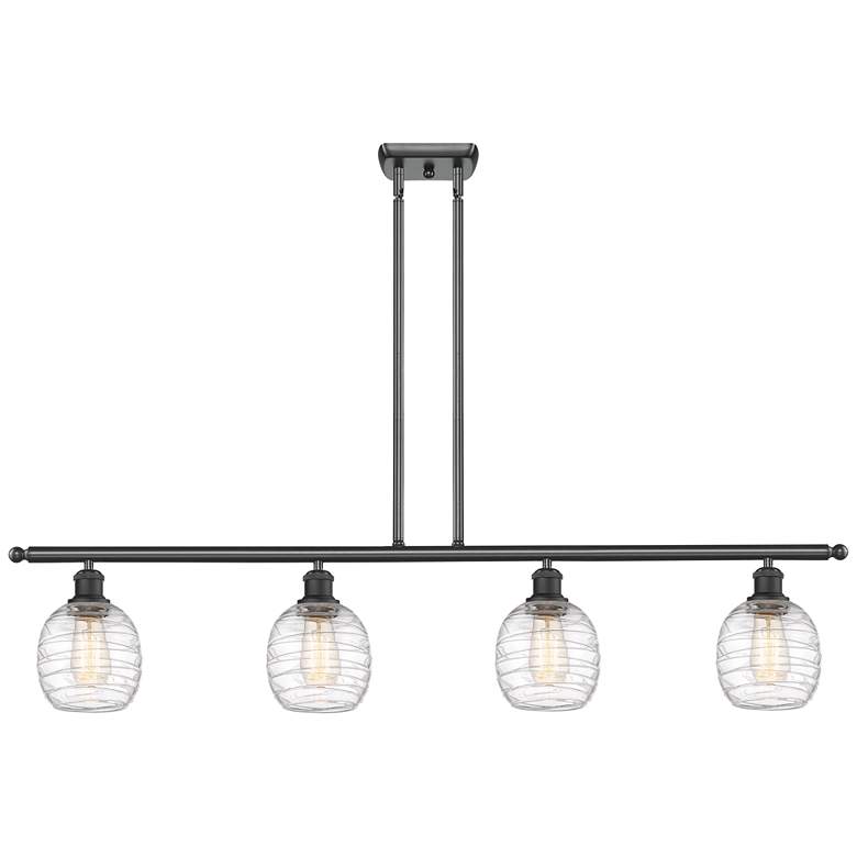 Image 1 Belfast 4 Light 48" LED Island Light - Matte Black - Deco Swirl Shade