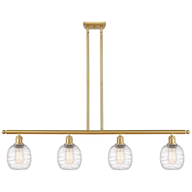 Image 1 Belfast 4 Light 48" LED Island Light - Satin Gold - Deco Swirl Shade