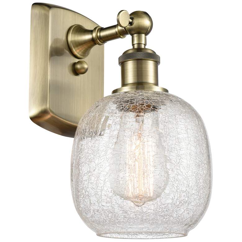 Image 1 Belfast 6" Antique Brass Sconce w/ Clear Crackle Shade