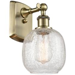 Belfast 6" Antique Brass Sconce w/ Clear Crackle Shade