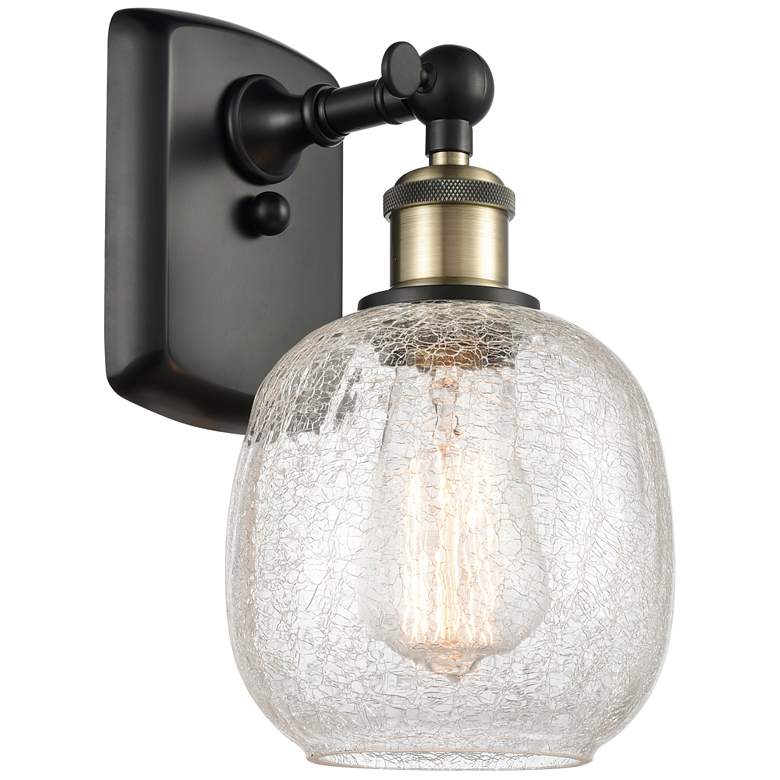 Image 1 Belfast 6" Black Antique Brass Sconce w/ Clear Crackle Shade