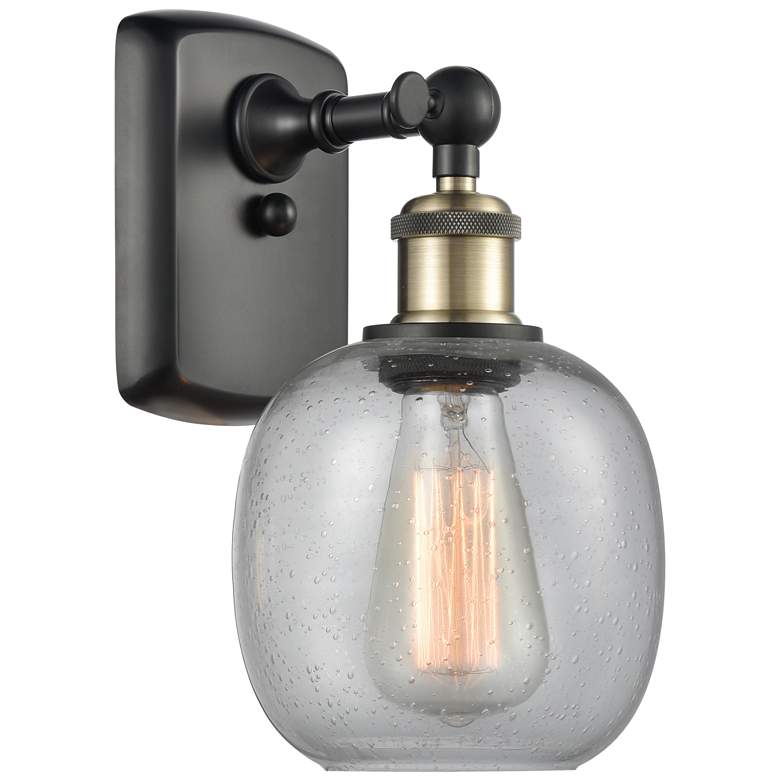 Image 1 Belfast 6" Black Antique Brass Sconce w/ Seedy Shade
