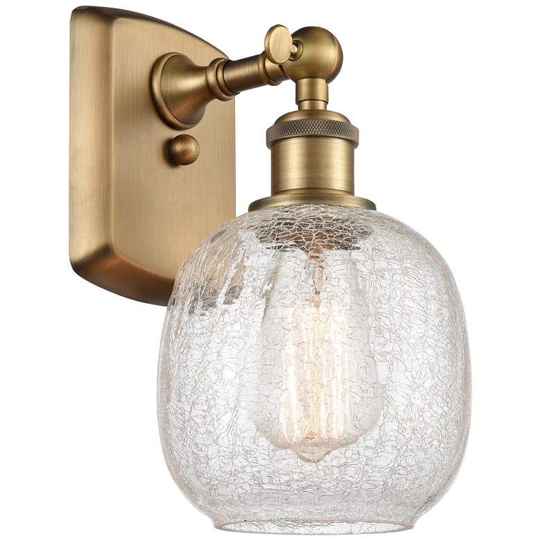Image 1 Belfast 6" Brushed Brass Sconce w/ Clear Crackle Shade
