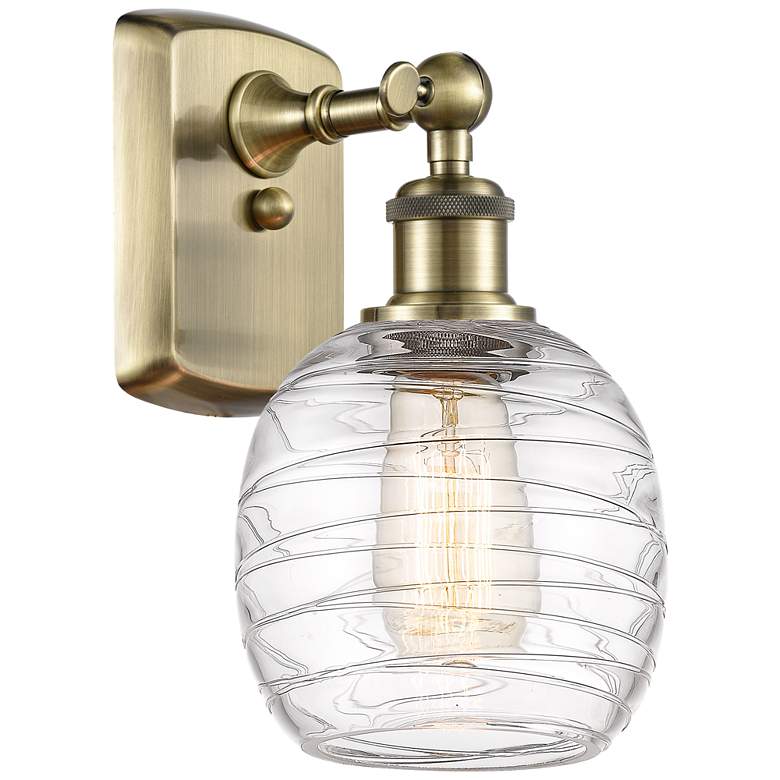 Image 1 Belfast 6" Incandescent Sconce - Brass Finish - Deco Swirl Shade