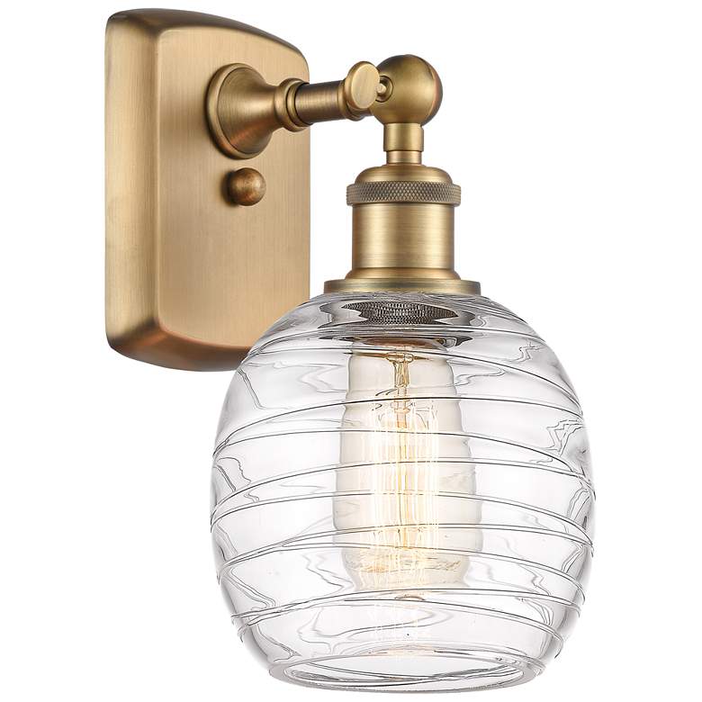 Image 1 Belfast 6" Incandescent Sconce - Brass Finish - Deco Swirl Shade