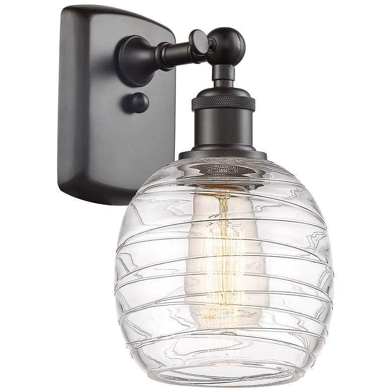 Image 1 Belfast 6" Incandescent Sconce - Bronze Finish - Deco Swirl Shade