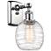 Belfast 6" Incandescent Sconce - Chrome Finish - Deco Swirl Shade