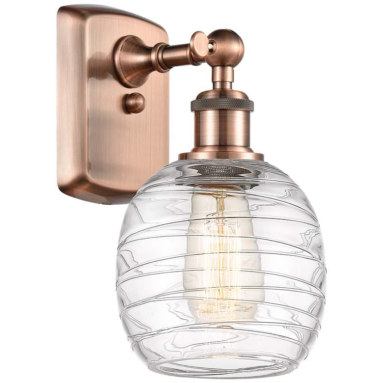 Image 1 Belfast 6" LED Sconce - Copper Finish - Deco Swirl Shade