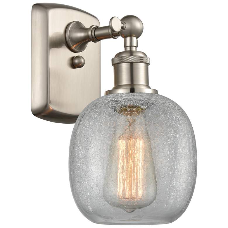 Image 1 Belfast 6" LED Sconce - Nickel Finish - Clear Crackle Shade