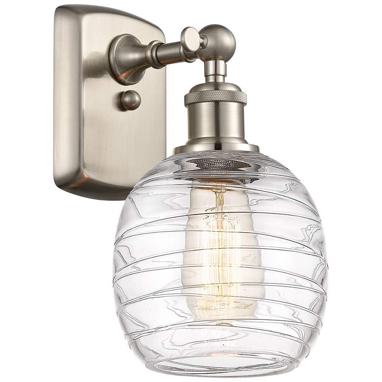 Image 1 Belfast 6" LED Sconce - Nickel Finish - Deco Swirl Shade