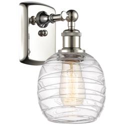 Belfast 6" LED Sconce - Nickel Finish - Deco Swirl Shade