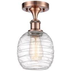 Belfast  6" LED Semi-Flush Mount - Antique Copper - Deco Swirl Shade