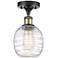 Belfast 6" LED Semi-Flush Mount - Black Antique Brass - Deco Swirl Sh