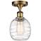 Belfast 6" LED Semi-Flush Mount - Brushed Brass - Deco Swirl Shade