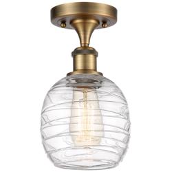 Belfast  6" LED Semi-Flush Mount - Brushed Brass - Deco Swirl Shade