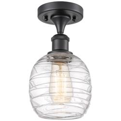 Belfast  6" LED Semi-Flush Mount - Matte Black - Deco Swirl Shade