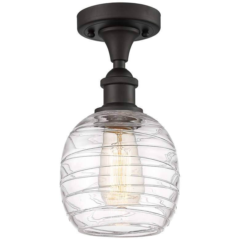 Image 1 Belfast 6" LED Semi-Flush Mount - Oil Rubbed Bronze - Deco Swirl Shad
