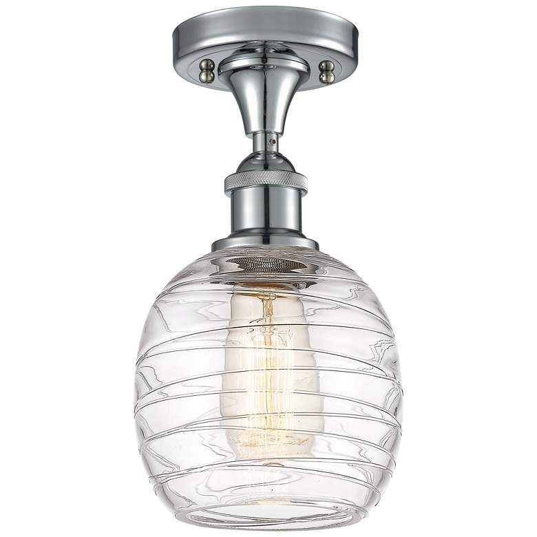 Image 1 Belfast 6" LED Semi-Flush Mount - Polished Chrome - Deco Swirl Shade