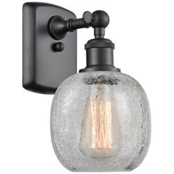 Belfast 6" Matte Black Sconce w/ Clear Crackle Shade