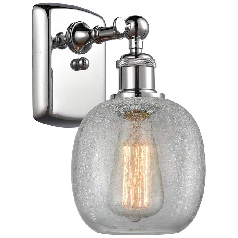 Image 1 Belfast 6" Polished Chrome Sconce w/ Clear Crackle Shade