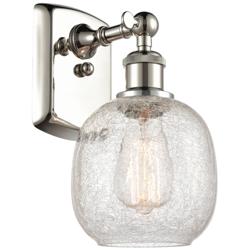 Belfast 6" Polished Nickel Sconce w/ Clear Crackle Shade