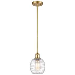 Belfast 6" Satin Gold Mini Pendant w/ Deco Swirl Shade