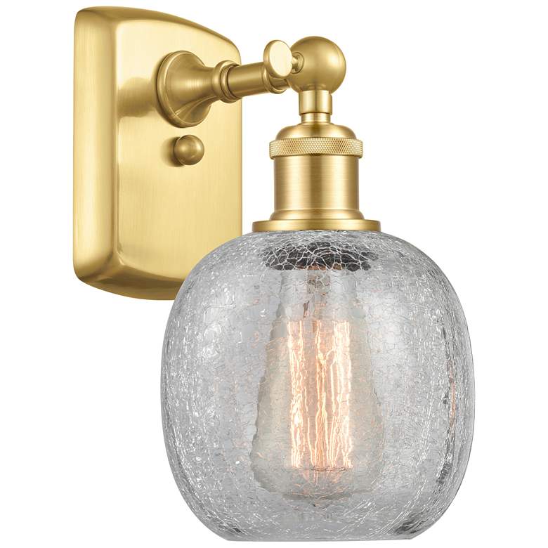 Image 1 Belfast 6" Satin Gold Sconce w/ Clear Crackle Shade