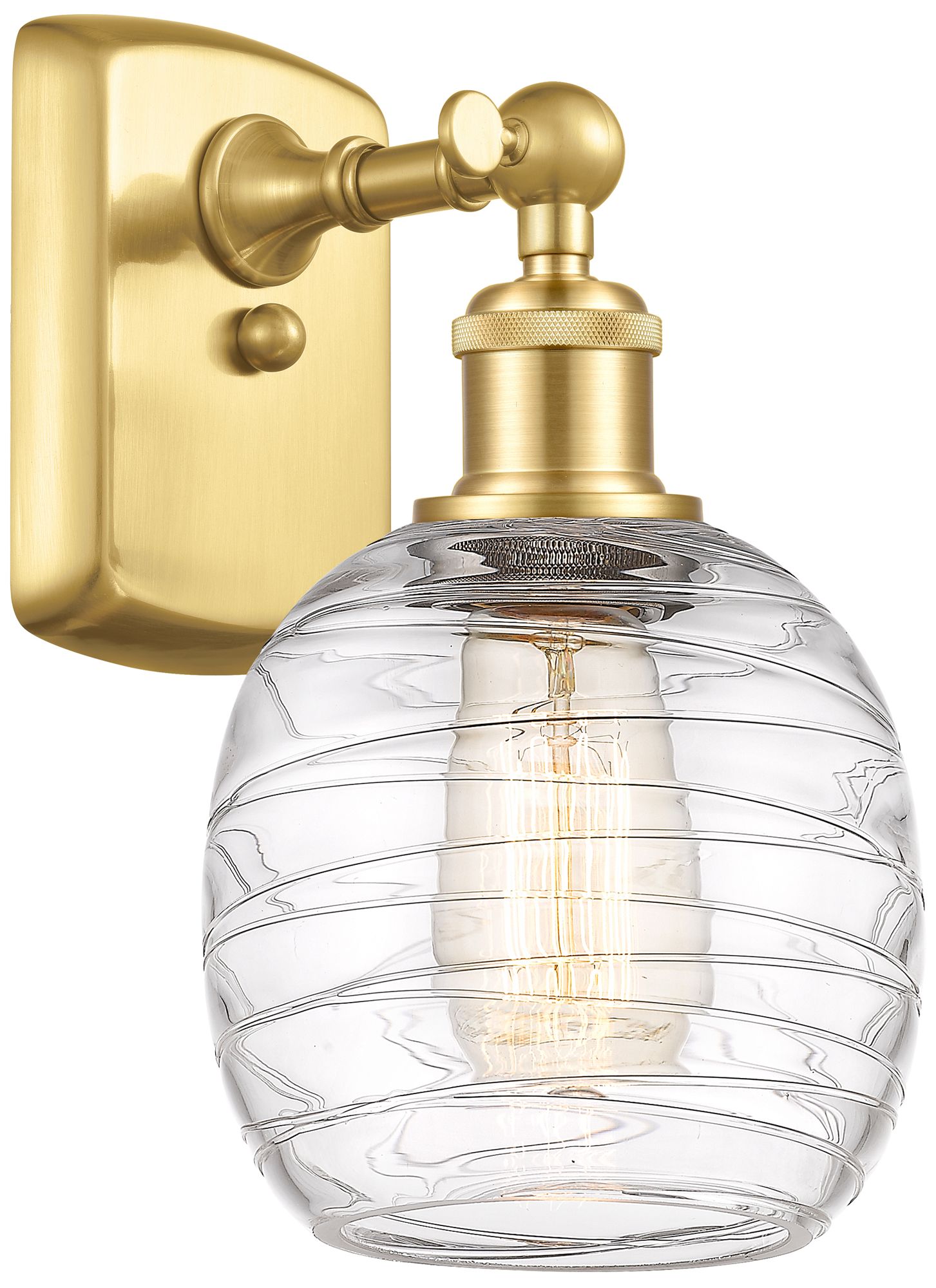 Belfast 6" Satin Gold Sconce With Deco Swirl Shade - Made to Order