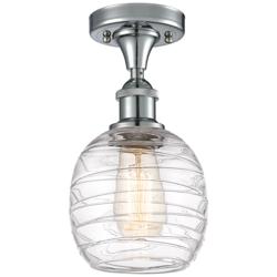 Belfast  6" Semi-Flush Mount - Polished Chrome - Deco Swirl Shade