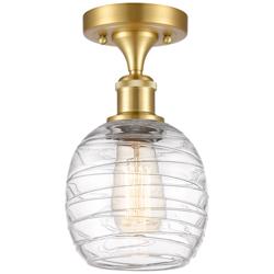 Belfast  6" Semi-Flush Mount - Satin Gold - Deco Swirl Shade