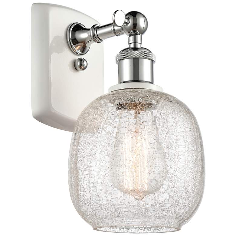 Image 1 Belfast 6" White & Chrome Sconce w/ Clear Crackle Shade