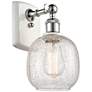 Belfast 6" White &#38; Chrome Sconce w/ Clear Crackle Shade