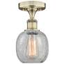 Belfast 6" Wide Antique Brass Flush Mount With Clear Crackle Glass Sha