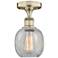 Belfast 6" Wide Antique Brass Flush Mount With Clear Crackle Glass Sha