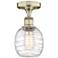 Belfast 6" Wide Antique Brass Flush Mount With Deco Swirl Glass Shade