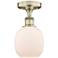 Belfast 6" Wide Antique Brass Flush Mount With Matte White Glass Shade